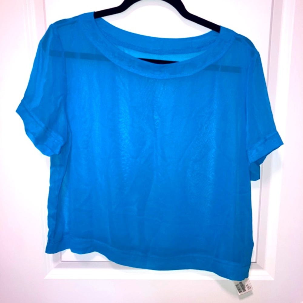 AA Blue Chiffon Crop Top